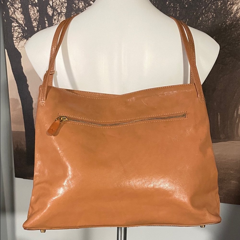 Monsac Tan Leather Shoulder Bag